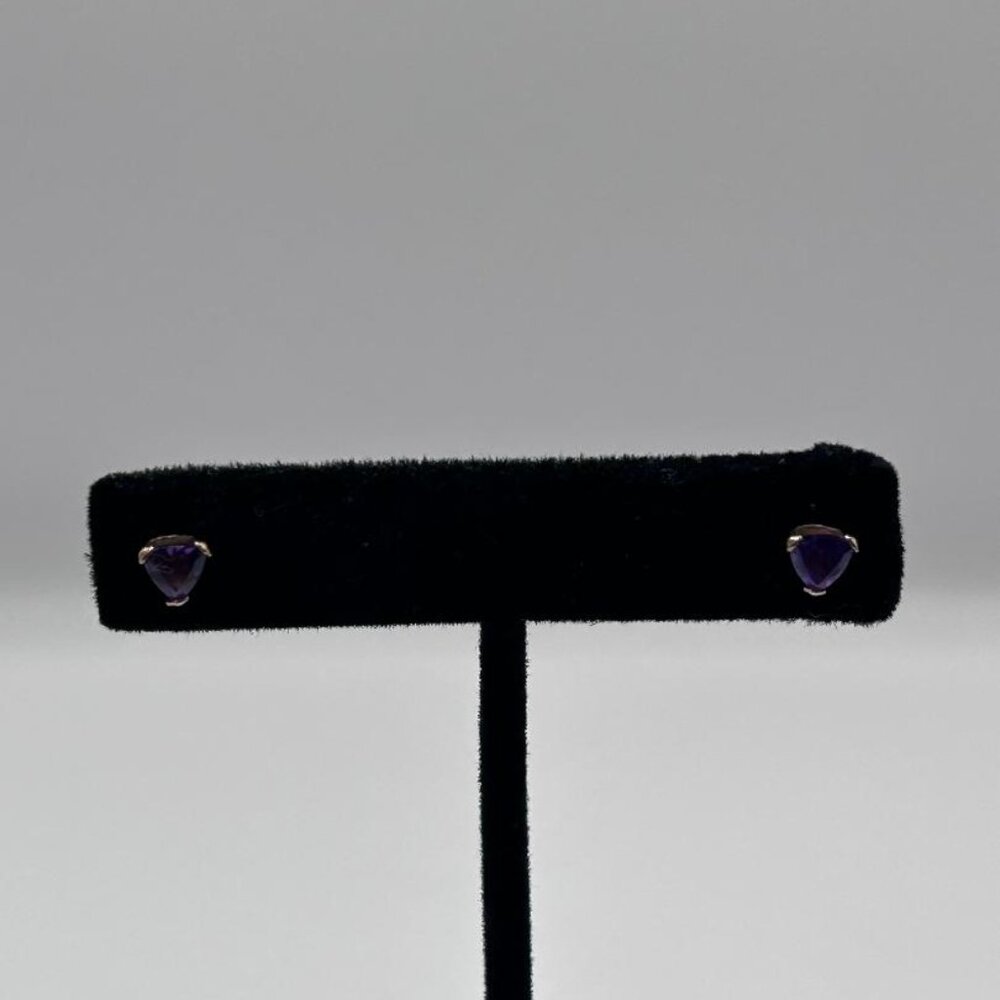5mm Lab Created Amethyst Stud Earrings 10K  Gold Plated